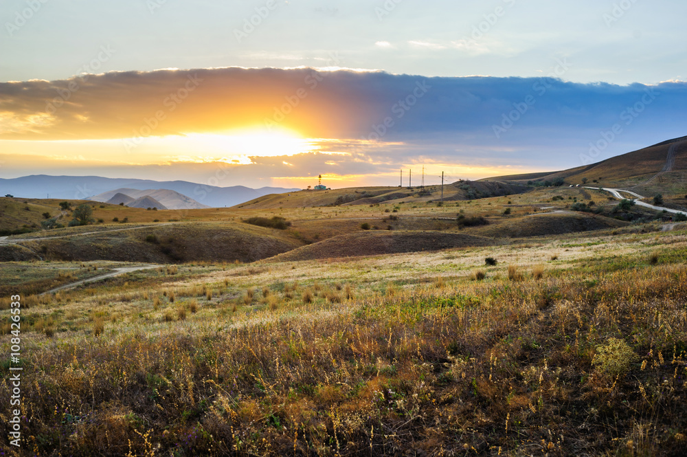 Fototapeta premium road in a steppe