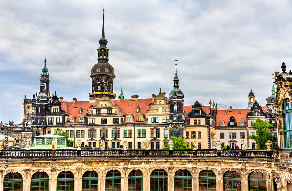 View of Dresden castle from Zwinger Palace