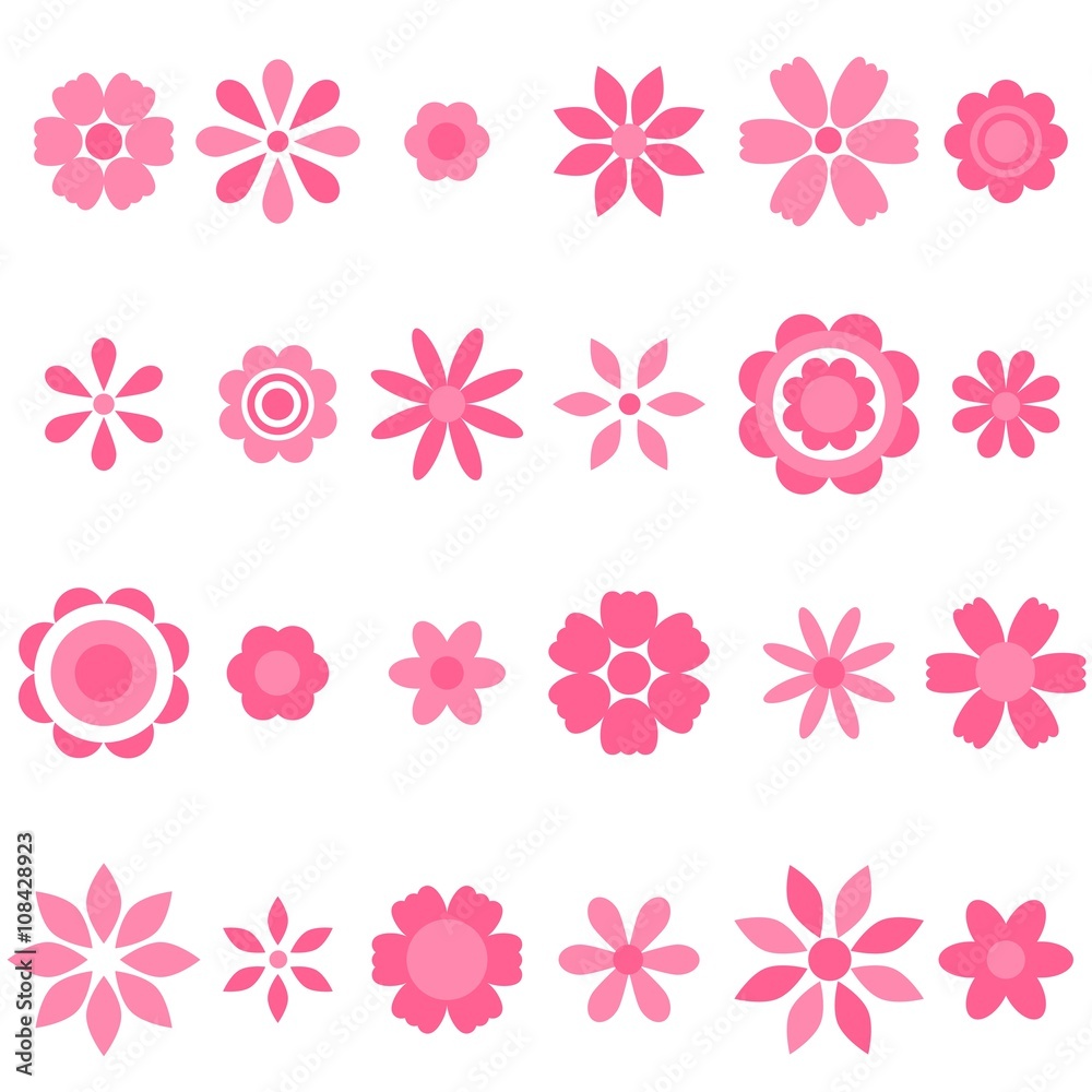 pink flowers set