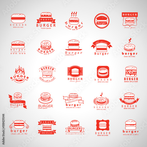 Burger Icons Set - Vector Illustration