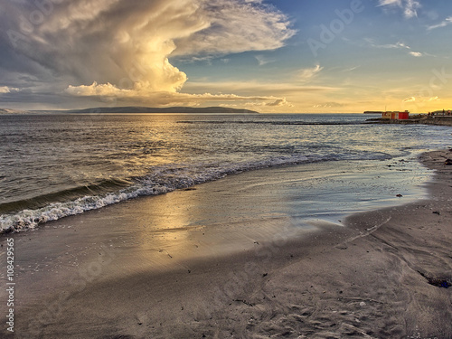 Beach at a sunset time.