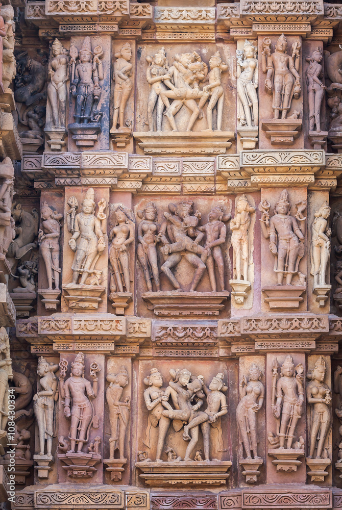 Cultural heritage of India  the sculptures made of sandstone, Kandariya Mahadeva, Khajuraho, Madhya Pradesh.