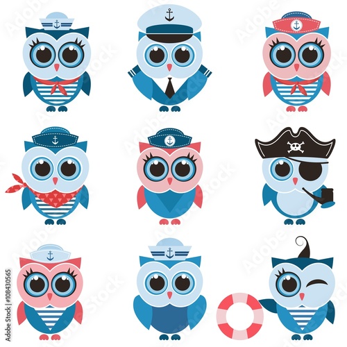 sailor owls and owlets set