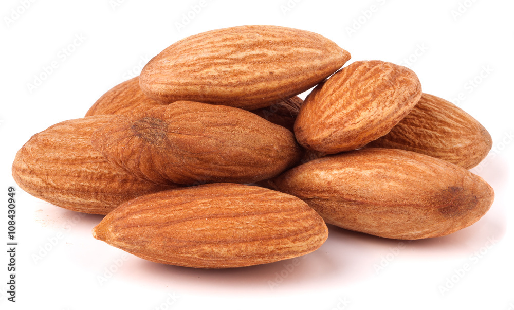 heap of almonds isolated on white background heap of almonds isolated on white background