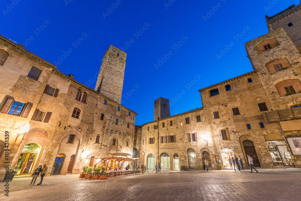 Beautiful medieval streets of San Gimignano, Italy