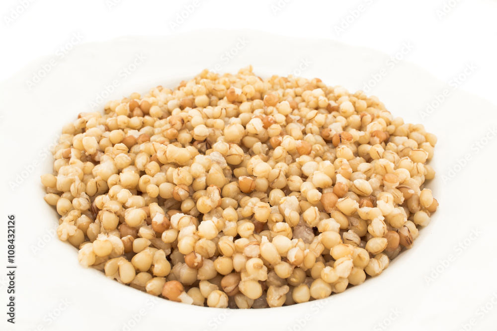 Cooked wheat isolated on white Cooked wheat isolated on white