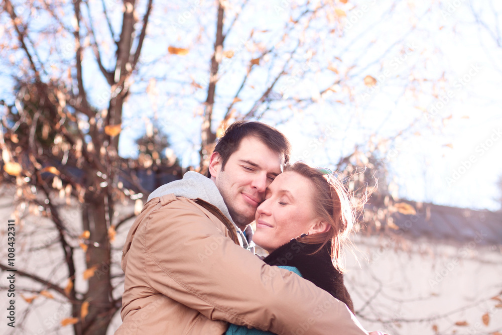 Young couple spring city, relax have fun, love each other, happy family, idea style concept relationships autumn clothes Young couple spring city, relax have fun, love each other, happy family, idea style concept relationships autumn clothes