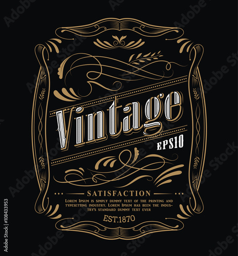 Antique label western hand drawn frame blackboard typography bor
