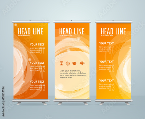 Roll Up Banner Stand Design Template. Vector