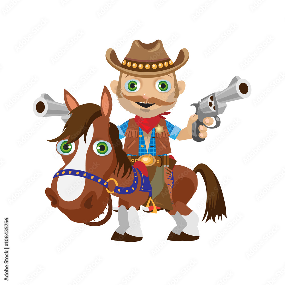 Fototapeta premium Cowboy rider on a stallion, Wild West character 