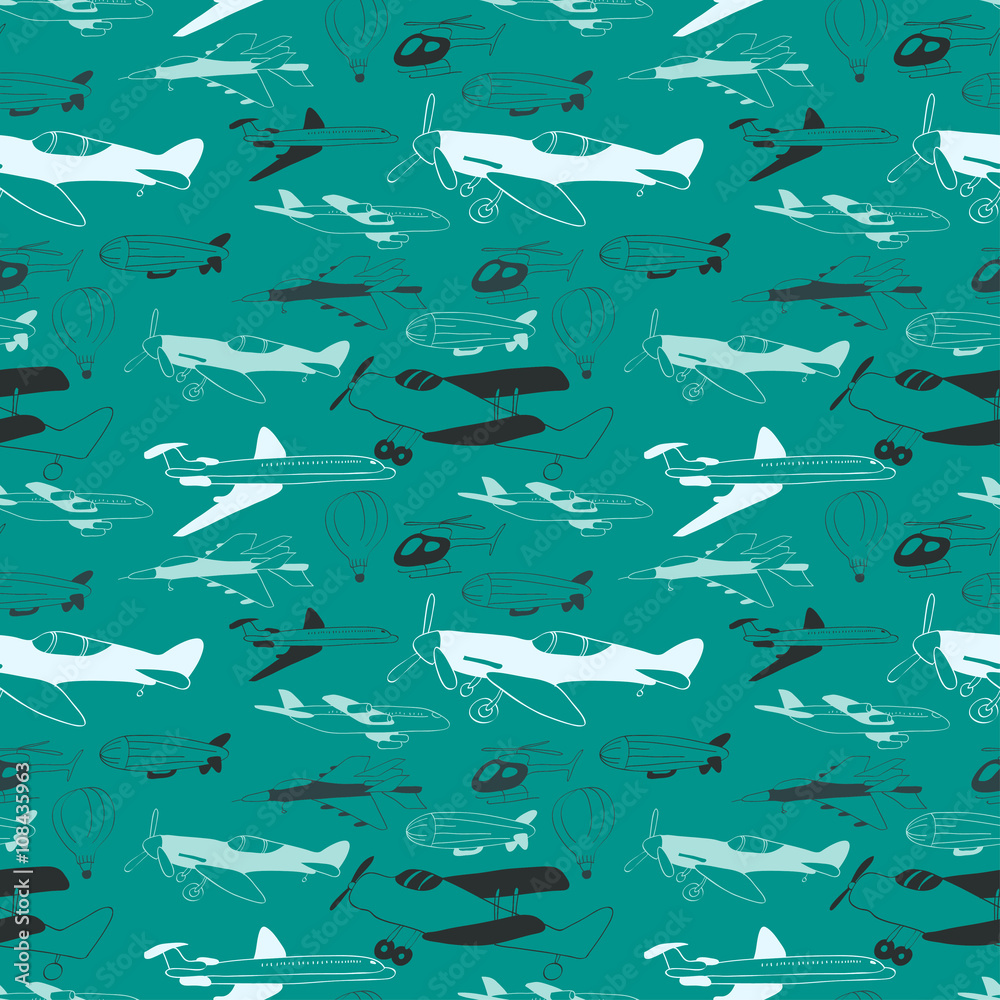 airplane seamless blue