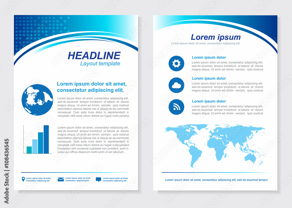 Layout template size A4 Front page and back page  Blue Vector  design