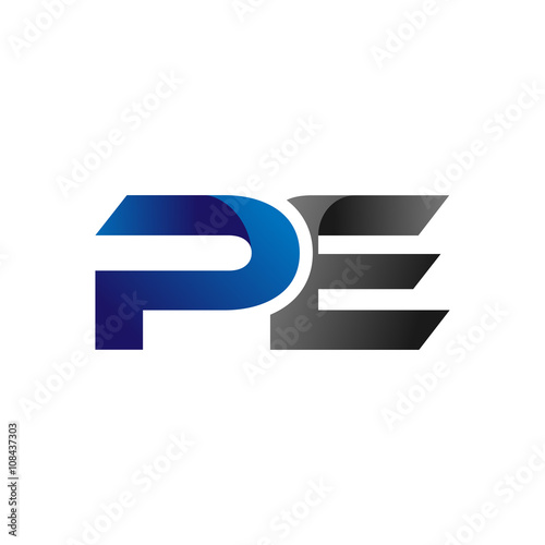 Modern Simple Initial Logo Vector Blue Grey Letters pe