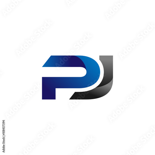 Modern Simple Initial Logo Vector Blue Grey Letters pj