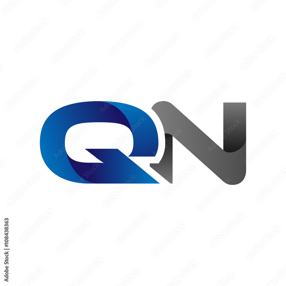 Modern Simple Initial Logo Vector Blue Grey Letters qn Modern Simple Initial Logo Vector Blue Grey Letters qn