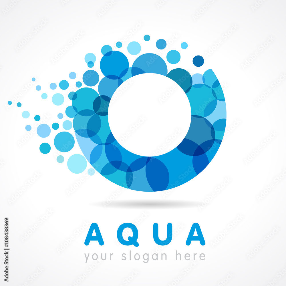 Aqua O logo. Logo of tourism, resort or hotel by the sea in letter O bubbles Aqua O logo. Logo of tourism, resort or hotel by the sea in letter O bubbles