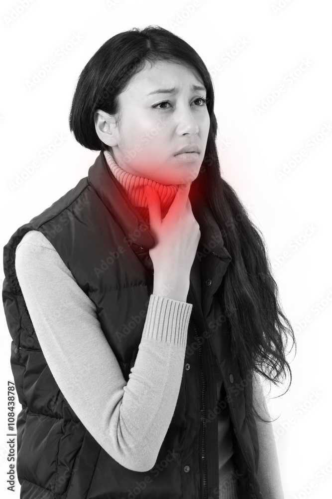 sick woman suffering from sore throat sick woman suffering from sore throat