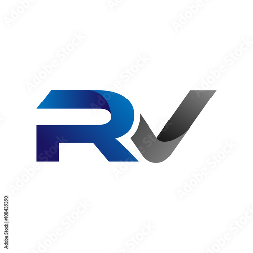 Modern Simple Initial Logo Vector Blue Grey Letters rv