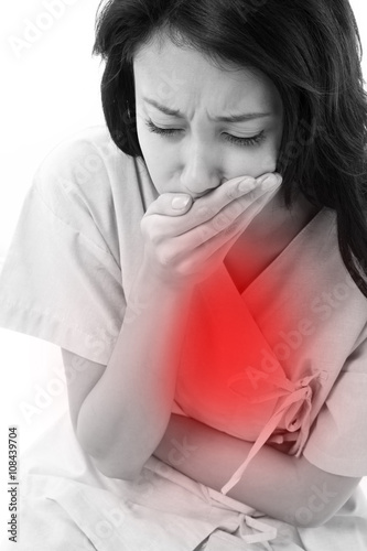 Fotografie woman patient with nausea symptoms