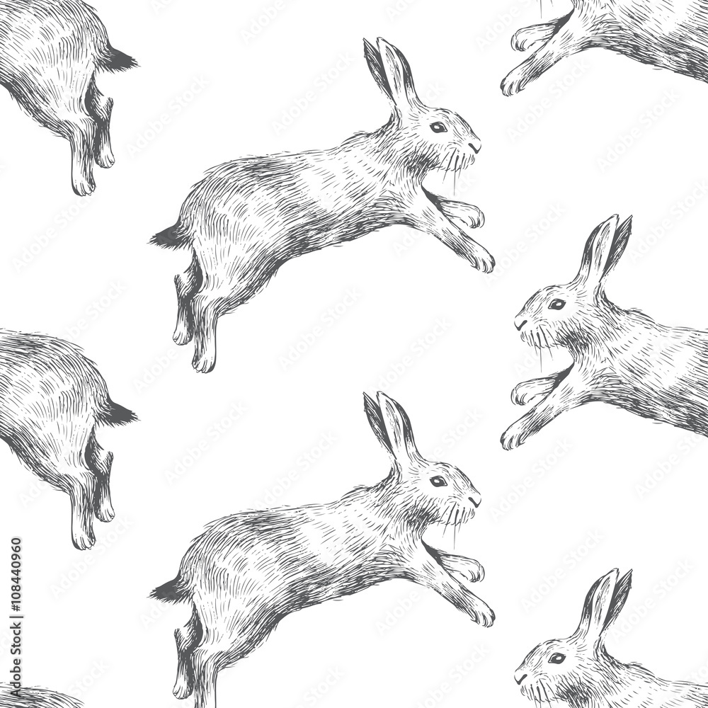 Seamless pattern with hares Seamless pattern with hares