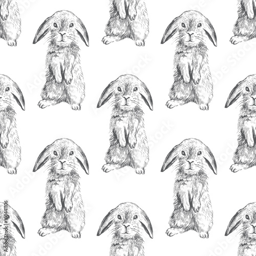Seamless pattern with hares