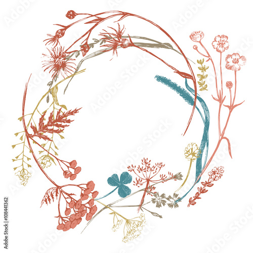 Wreath with meadows herbs