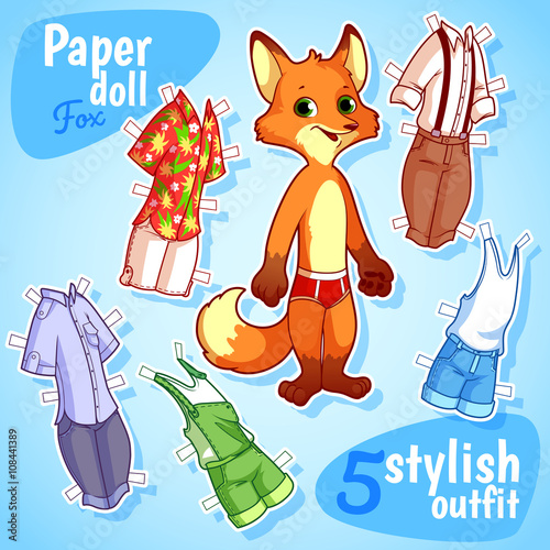 Very cute paper doll with five stylish outfits.