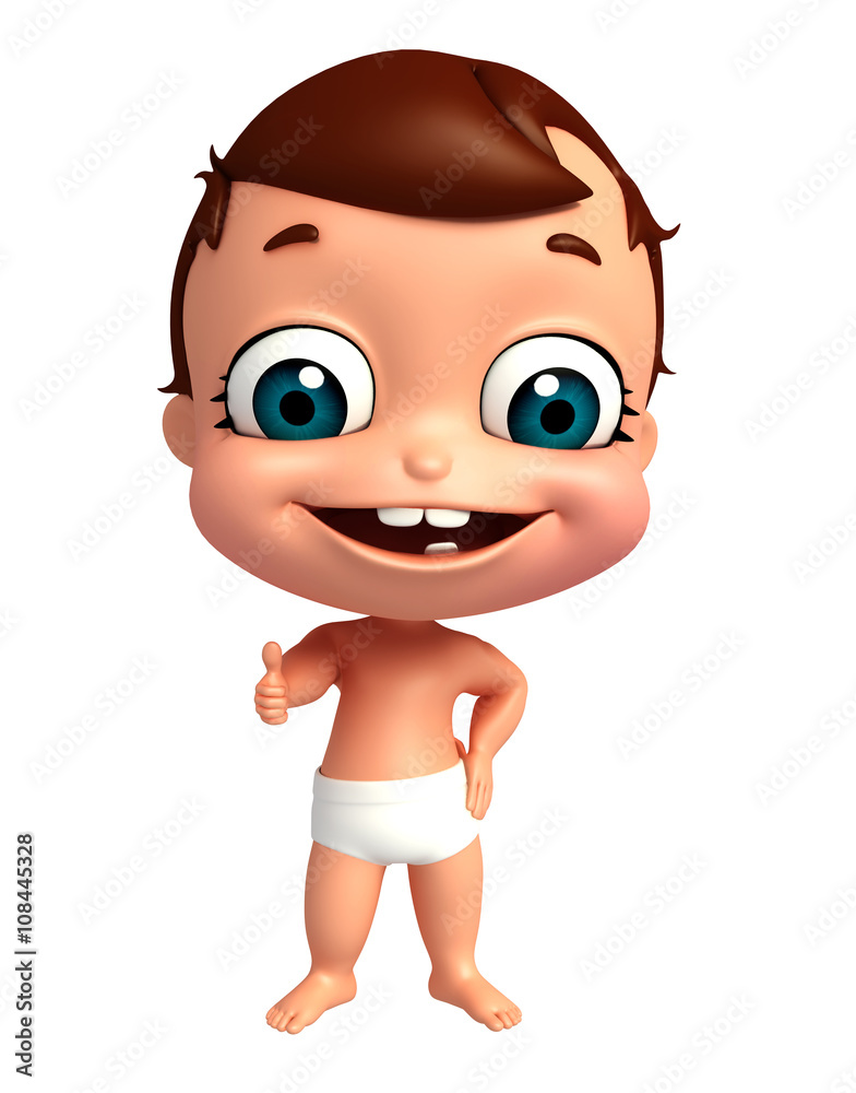 3D Render of baby with Thums up pose