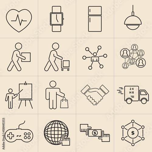 Exhibition line icons set-11