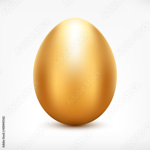 Vector golden egg. Shiny metallic Easter egg icon for your design.
