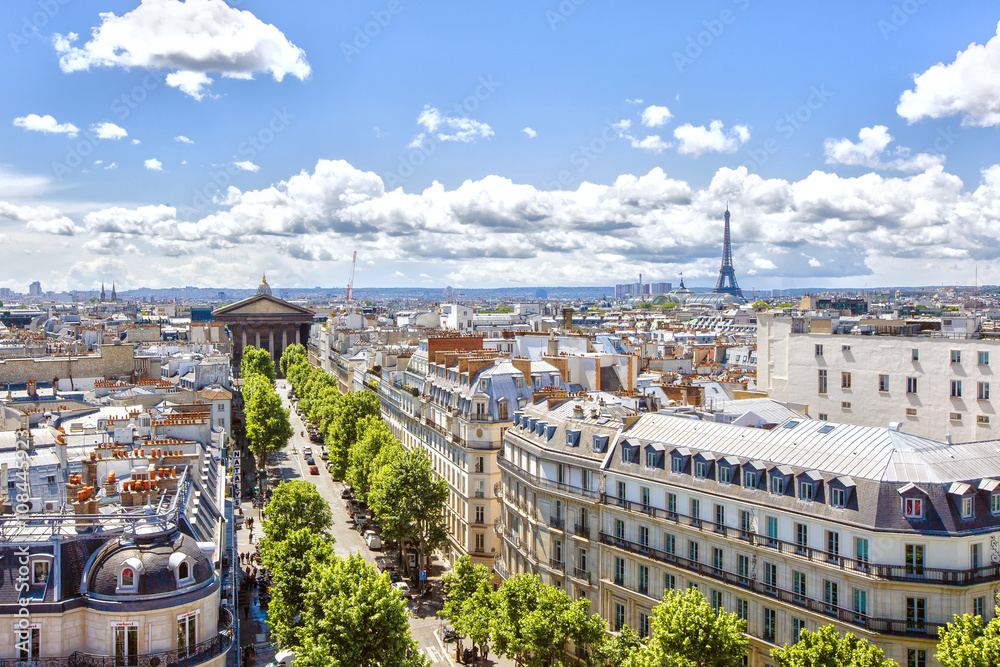 Panorama of Paris from the bird's-eye view - obrazy, fototapety, plakaty 