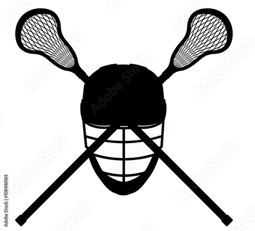 lacrosse equipment black outline silhouette vector illustration