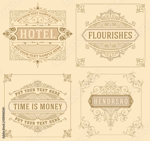 Vintage logo templates with Flourishes Elegant Design Elements