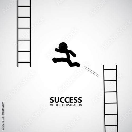 Man jump from low stair to high stair. Silhouette Graphic Design. Success Concept.