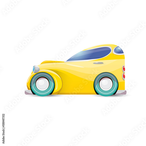 vector cartoon orange car isolated on white