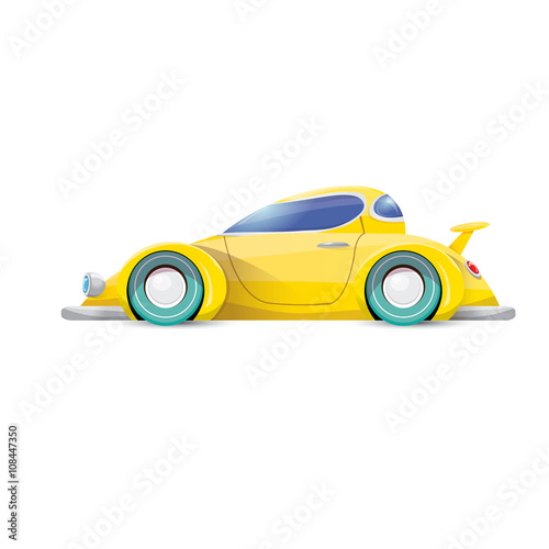 vector cartoon orange car isolated on white