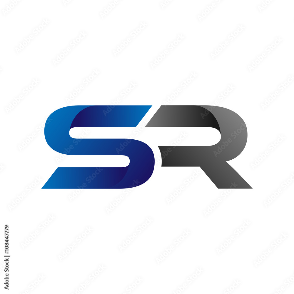 Modern Simple Initial Logo Vector Blue Grey Letters sr Modern Simple Initial Logo Vector Blue Grey Letters sr