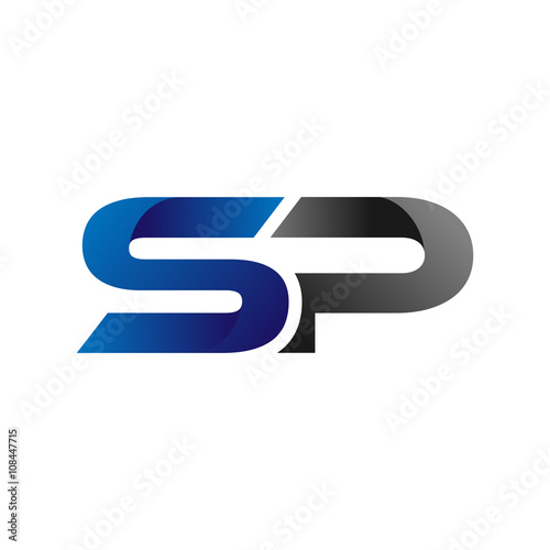 Modern Simple Initial Logo Vector Blue Grey Letters sp photo