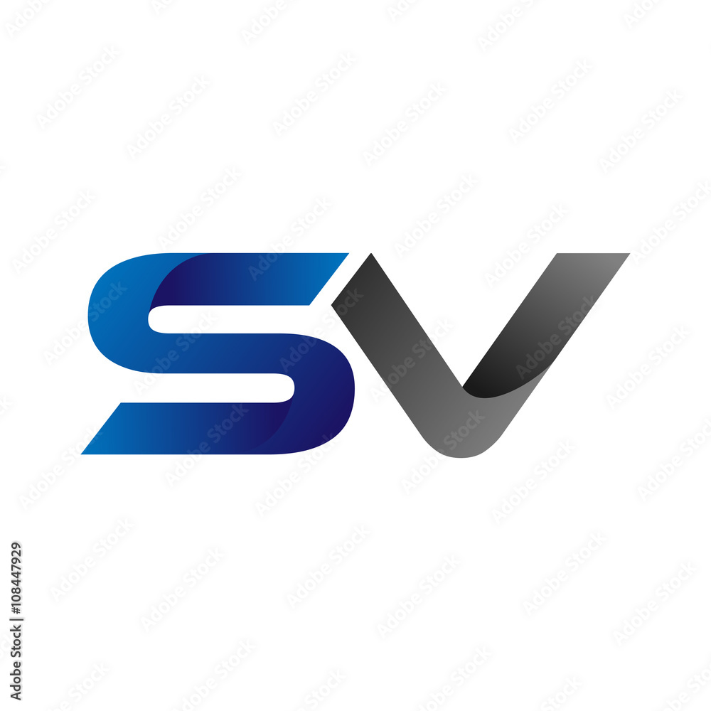 Modern Simple Initial Logo Vector Blue Grey Letters sv Modern Simple Initial Logo Vector Blue Grey Letters sv