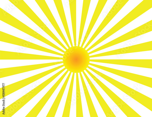 Yellow sunburst when rising with orange gradient sun