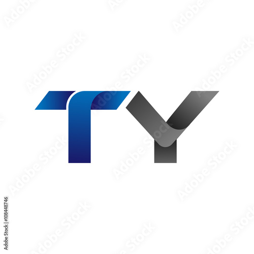 Free Download Modern Simple Initial Logo Vector Blue Grey Letters ty - GFXLoad