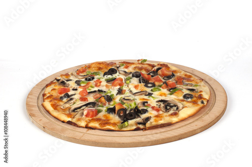 Mixed pizza on a white background