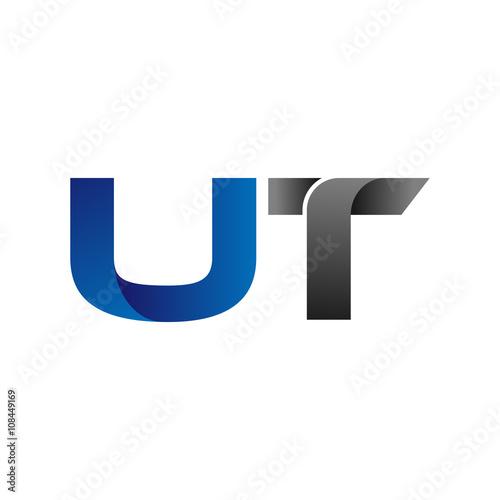 Modern Simple Initial Logo Vector Blue Grey Letters ut