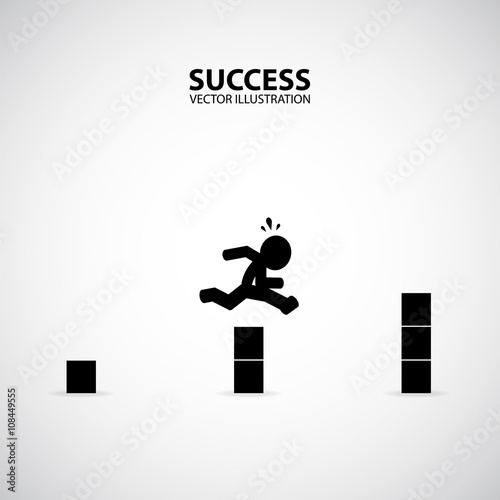 Man jump over the higher wall. Silhouette Graphic Design. Success Concept.