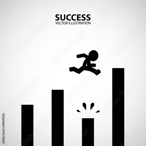 Man jump across poor chart. Silhouette Graphic Design. Success Concept.