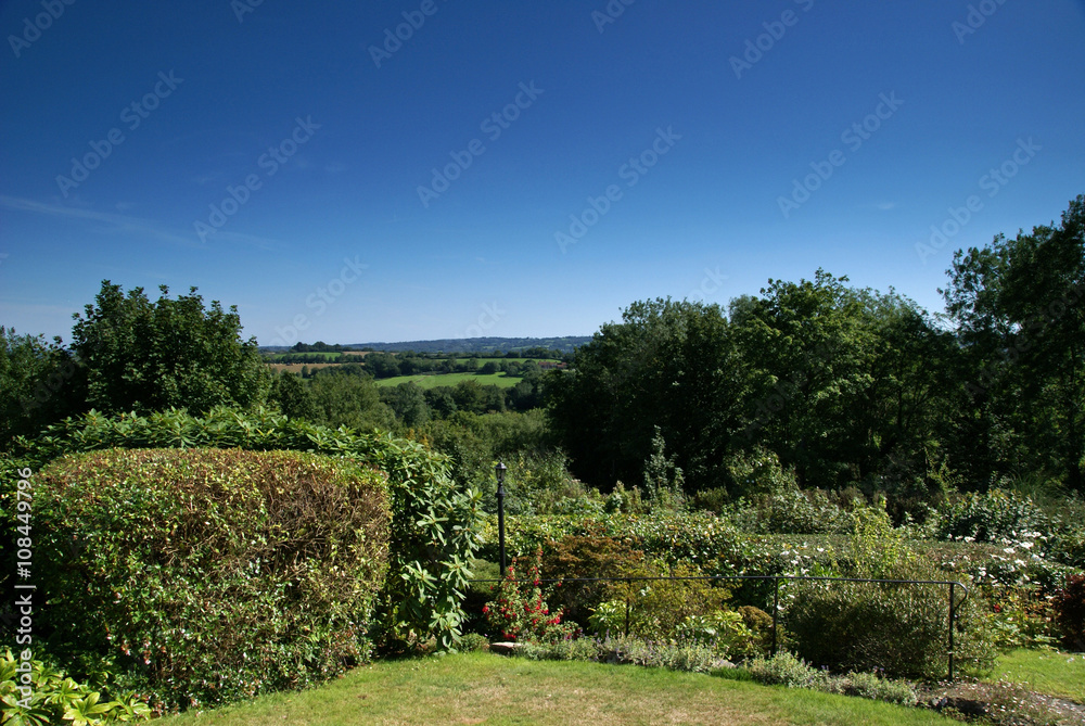 Countryside view looking out into The Weald, East Sussex, England