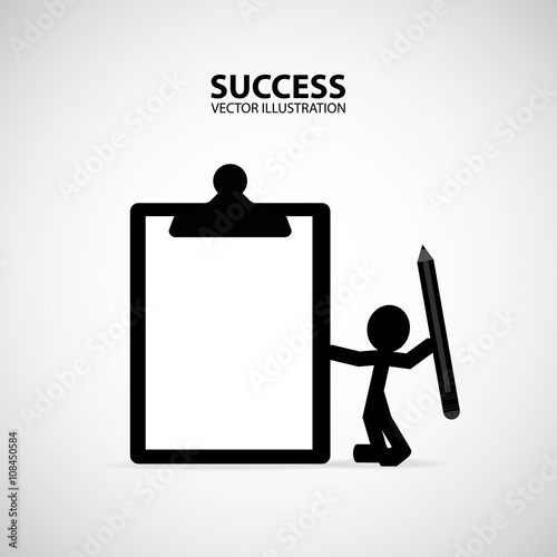 Businessman holding clipboard with blank white paper. Silhouette Graphic Design. Success Concept.
