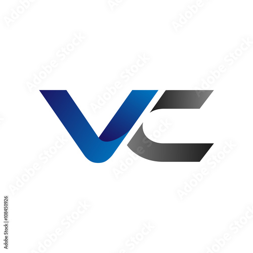 Modern Simple Initial Logo Vector Blue Grey Letters vc