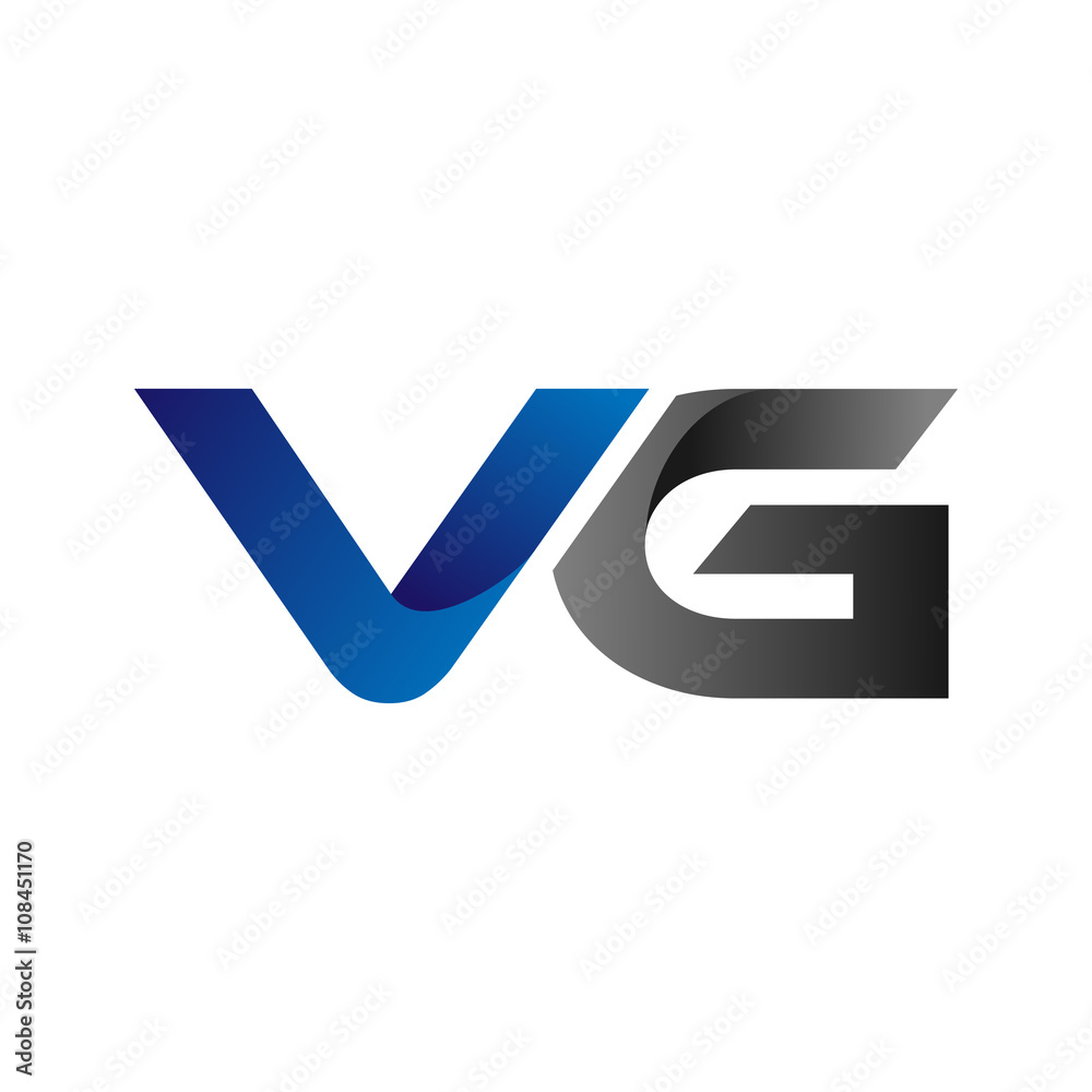 Modern Simple Initial Logo Vector Blue Grey Letters vg Modern Simple Initial Logo Vector Blue Grey Letters vg