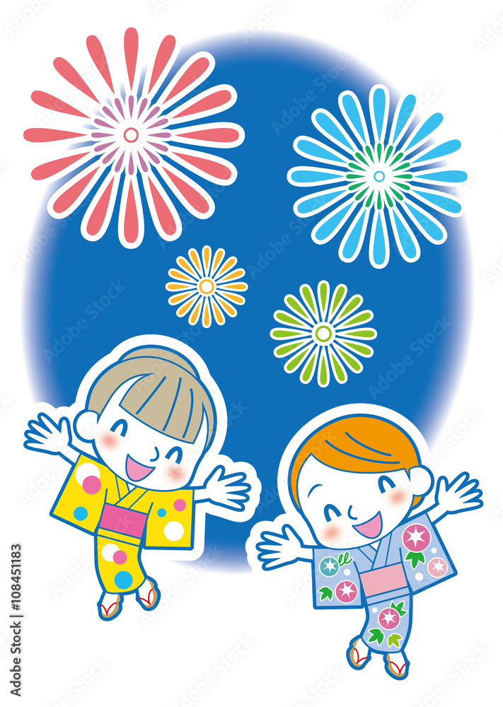 花火　笑顔の大和撫子